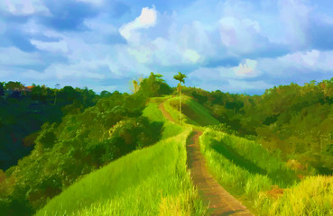 Obraz premium Path in the hills illustration
