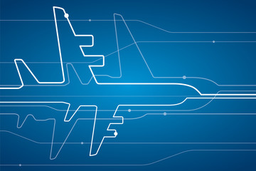 Abstract airplane white lines, vector design lines background, aviation wallpaper