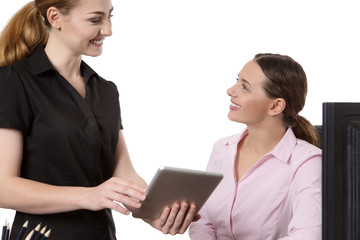 Women with tablet computer