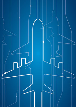 Abstract airplane white lines, vector design lines background, aviation wallpaper