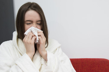 Teenager girl  with a bad cold
