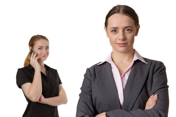 Business people, focus on pretty woman