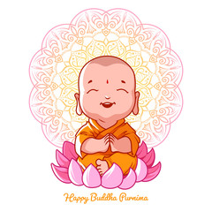 Little meditating Buddha on the lotus.