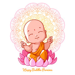 Little meditating Buddha on the lotus.