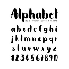 Hand drawn vector alphabet. Sans serif font. Isolated letters written with marker, ink.