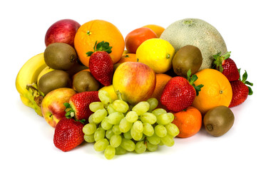 Different fruits isolated on white