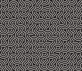 Vector Seamless Black And White Irregular Arc Lines Geometric Pattern