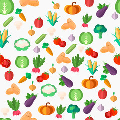 Flat vegetables seamless pattern. Vector flat Illustrations for web, print and textile