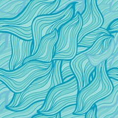 Fototapeta na wymiar Color of the sea vector seamless abstract hand-drawn pattern. Waves pattern. Hand drawn seamless vector illustration for web, textile and print.