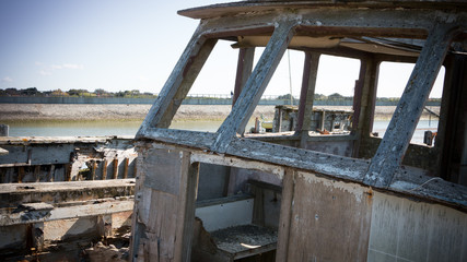 Rustic boats on a ship graveyards