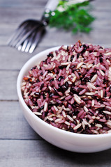Multicolored cooked rice