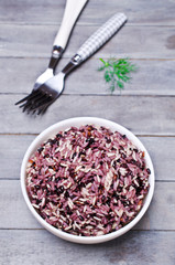 Multicolored cooked rice