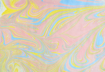 Ebru art. Traditional Turkish Ebru technique. Marbling painting on water transferred on highly...