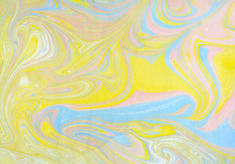 Ebru art. Traditional Turkish Ebru technique. Marbling painting on water transferred on highly...