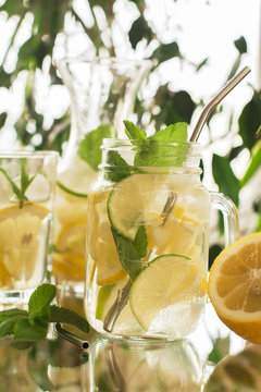 Homemade Lemonade In Mason Jar