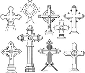 Set of Christian Cross Shapes