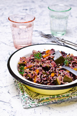 Cooked rice with vegetables