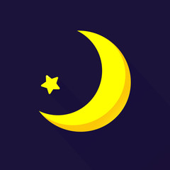 Moon and a star - Deep night background