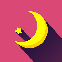 Moon and a star - Sunset background