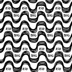 Ipanema beach pattern set. Vector illustration. Brazil, Rio style pattern. Hand drawn. 2016 year