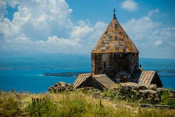 Medieval church on Sevan lake, Armenia