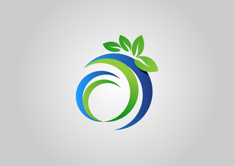 circle nature ecology logo, beauty spa symbol icon vector design