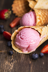 Homemade berry ice cream