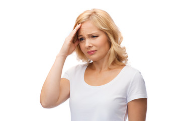 unhappy woman suffering from headache
