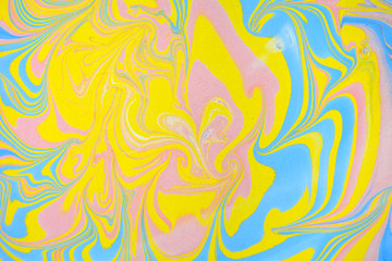 Abstract handmade marble background. Ebru, traditional Turkish painting art. Painting on water. Transferred painting on paper. Marbling style. Writing surface, endpapers in bookbinding and stationery.