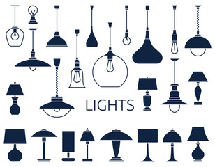 Vector icons of lamps - 109513487