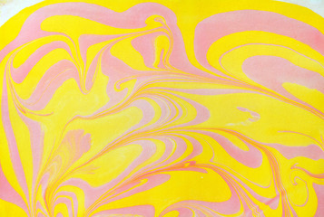 Ink marbling texture. Ebru creative background with abstract painted waves. Horizontal writing surface, endpapers in bookbinding and stationery. Unique wallpaper art illustration. Mineral texture.