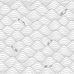 repeatable seamless graphic background with waves - obrazy, fototapety, plakaty