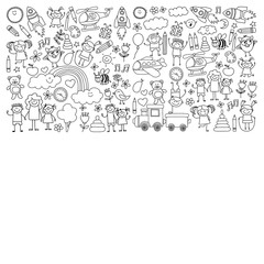 Fototapeta premium Vector set of kindergarten images