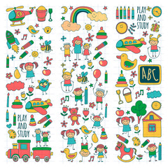 Obraz premium Wektor zestaw obrazów przedszkola