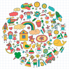 Vector set of kindergarten images