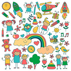 Vector set of kindergarten images