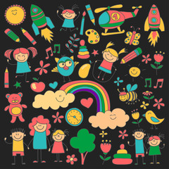 Vector set of kindergarten images