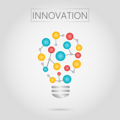 Innovations concept illustration. Light bulb with colored cells 