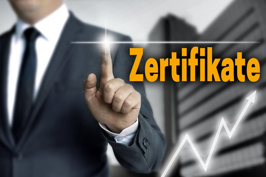 zertifikate touchscreen wird von gesch&auml;ftsmann bedient