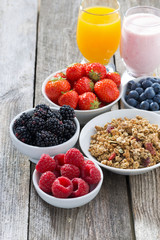 healthy breakfast with berries, vertical