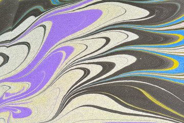 Beautiful ebru marbling texture. Handmade ebru art surface. Traditional Turkish technique abstract art. Watercolour stains. Unusual art technique. Modern artistic design. Creative backdrop.