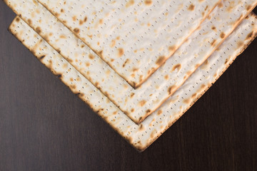 Matzo on brown table