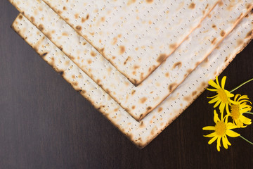 Matzo on brown background