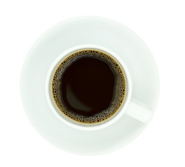 Top view of a coffee cup, isolate on white background.