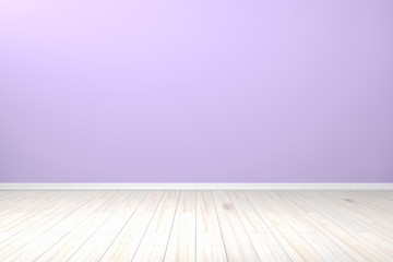Empty interior light purple room white white shelf and wooden fl