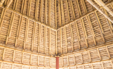 Leaf roof is make with bamboo by  hand made