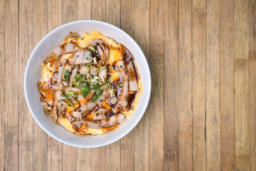 Traditional Japanese food, Oyakodon and rice in a bowl. (Chicken