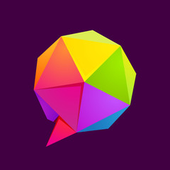 Low poly sphere speech bubble logo.