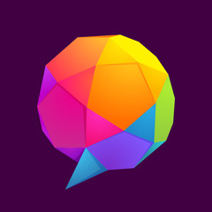 Low poly sphere speech bubble logo.