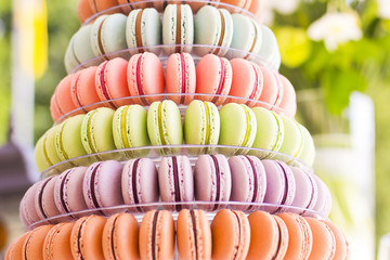 French macaroons.Candy bar.Wedding feast. Wedding sweets
